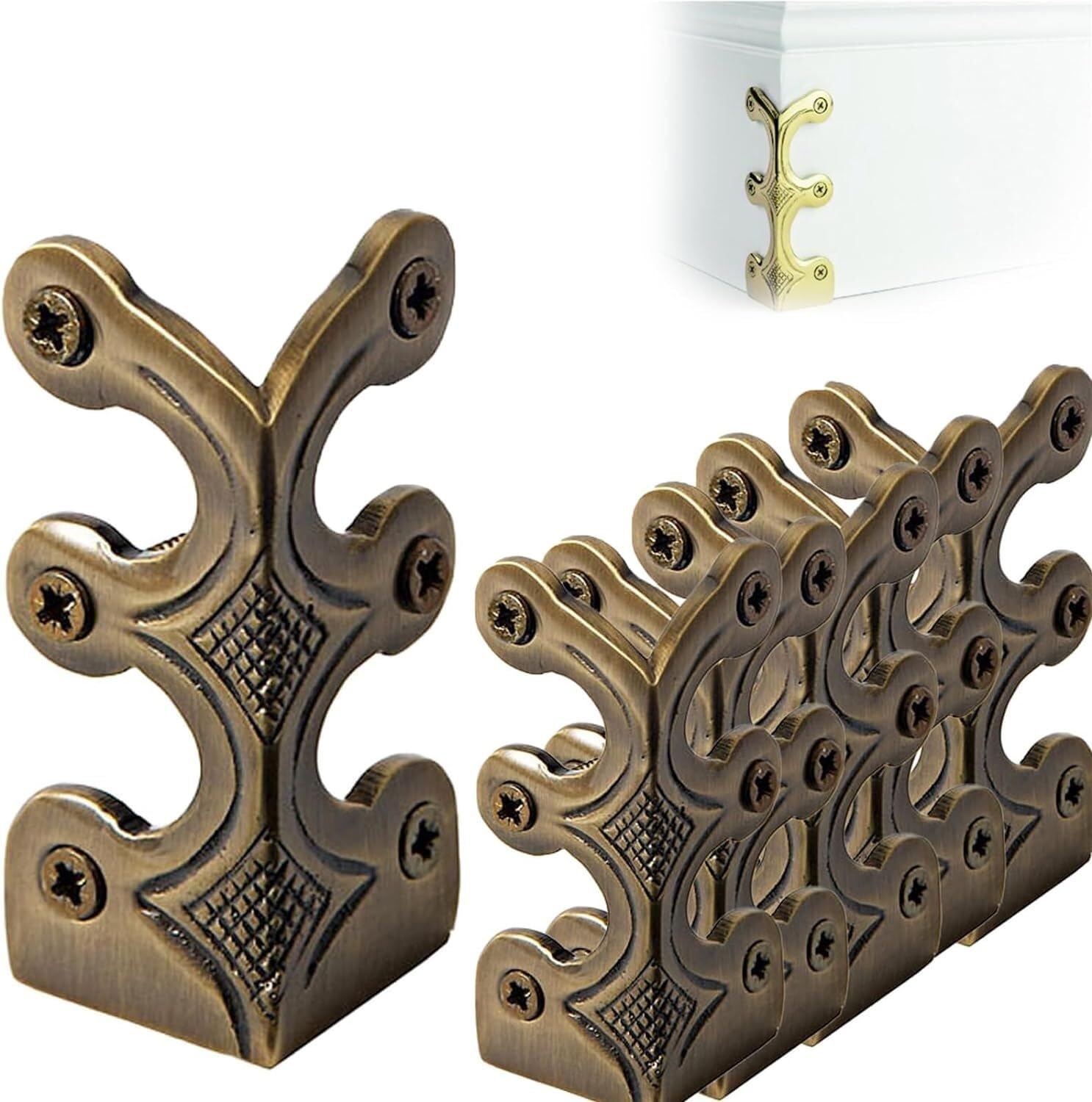 CioNeL 10PCS Solid Brass Skirting Board Protectors, Bronze Corner Protector, Baseboard Corner Protectors, for Furniture, Cabinets, and Boxes, Home Accessory Decor(Bronze)