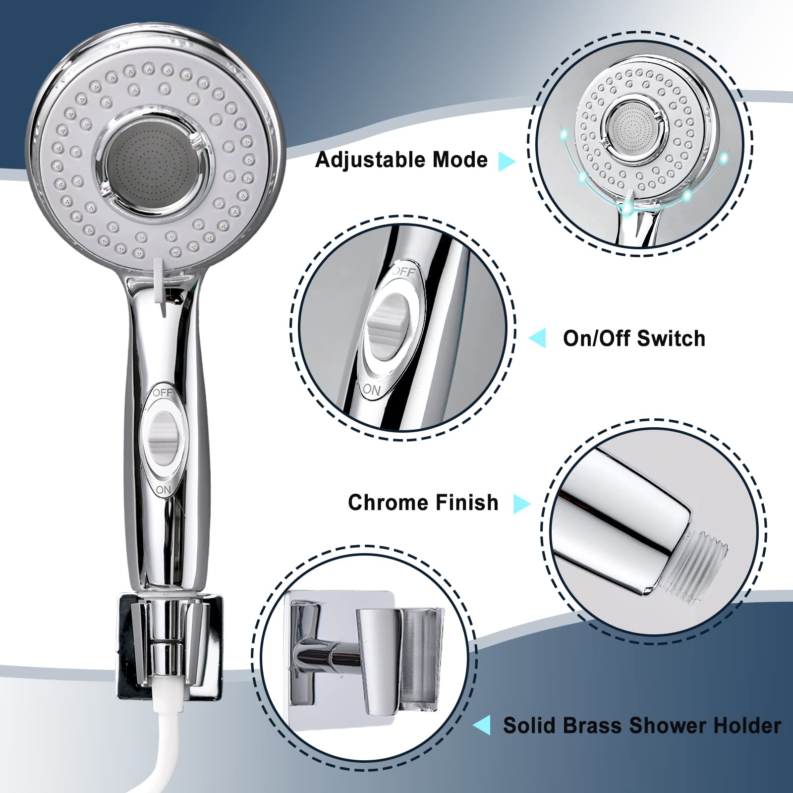 Duschkopf-Set Mit 5 Adaptern & 200 Cm Schlauch – Für Waschbecken, Badewanne, Haustierwäsche & Babybad