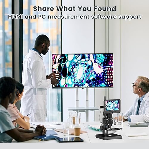 Miniatura 3 de LM266S Microscopio digital HDMI de 5 lentes 5000X para adultos, microscopio biológico de laboratorio con pantalla para diapositivas, escenario