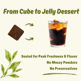 HeySweet Brown Sugar Green Tea Konjac Jelly Makes 40oz+ Jelly Dessert | Vegan, Gluten-Free, Halal, No Artificial Colors | 8 Cubes for Milk Tea, Matcha Latte & Dessert Topping