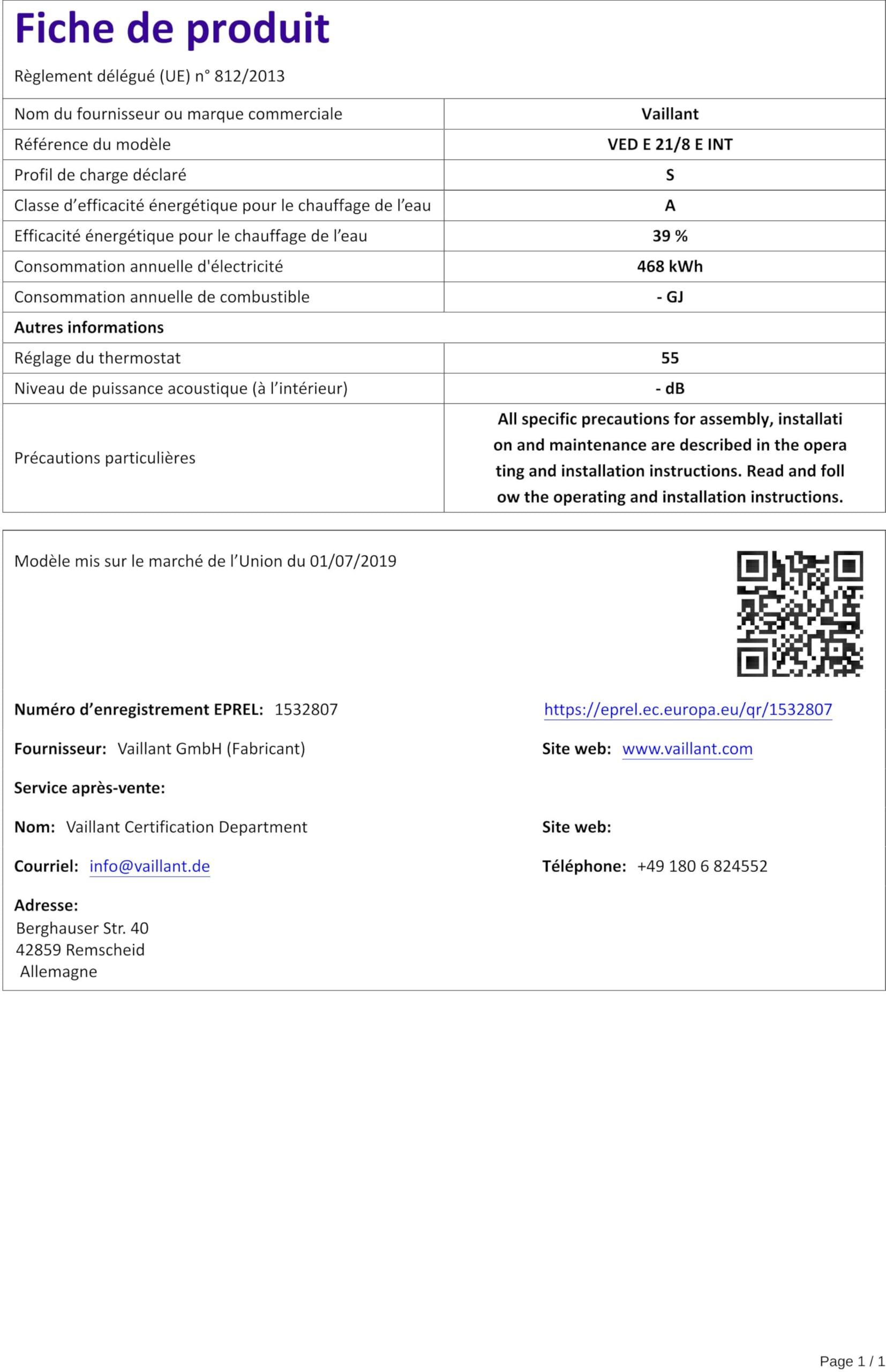 Vaillant Elektroniczny przepływowy podgrzewacz wody, VED exclusive 21/8, odporny na ściskanie, 21 kW, 400 V, dokładna temperatura wylotu, bezstopniowa regulacja, wyświetlacz graficzny, 0010023747
