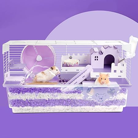 Amazon ハムスターケージ 飼育ケージ 小動物ケージ 可愛い 2階 滑り止め 贅沢セット ハムスター回し車 持ち運びやすい 回し車 給水ボトル バスルーム 食器 プラスチックと金属製 通気性 見える アクリルドア ケージ Xinxin Home 飼育ケージ 通販