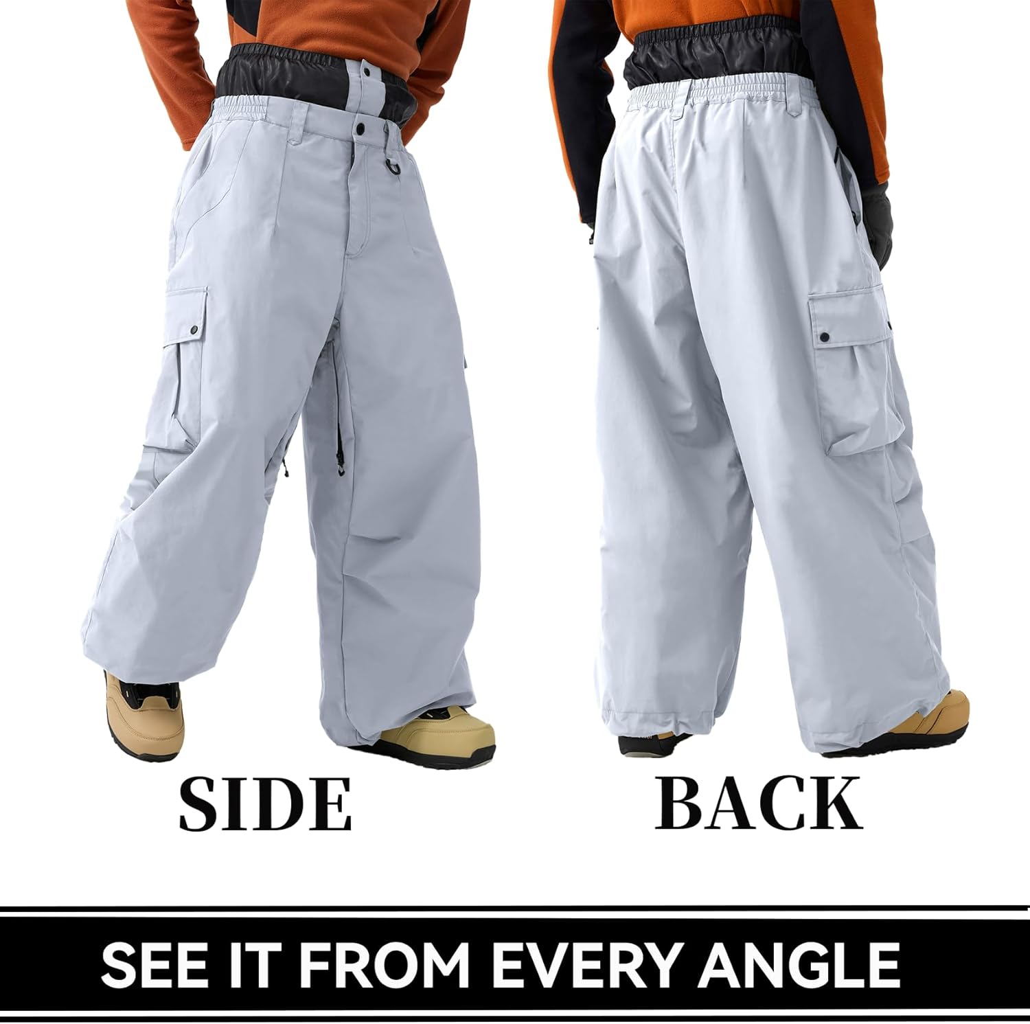 YIHEREROX Unisex Baggy Snow Ski Pants Softshell Insulated Waterproof Snowboard Pants with Zipper Pockets for Winter Sports - Image 4