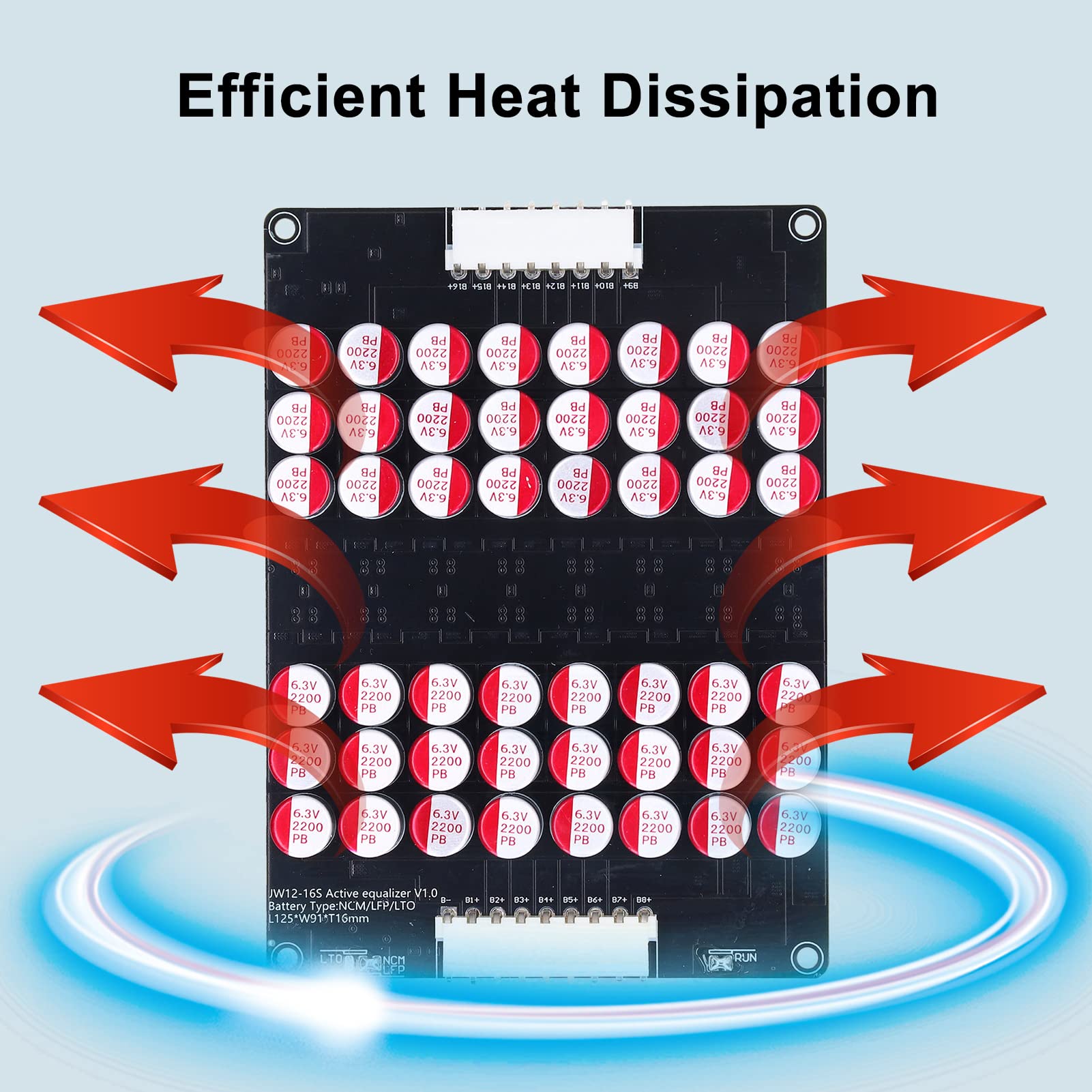 Bilanciatore Equalizzatore Attivo 12S a 16S, Equalizzatore 1,8 V a 4,5 V 0 a 5,5 A Scheda Lipo Agli Ioni di Litio Lifepo4 con Cavo, Scheda di Trasferimento di Energia LTO Lipo Al Litio per LT