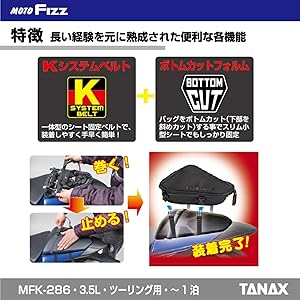 Amazon | [Tanax] バイク用シートバッグ MOTOFIZZ ブラック | シート