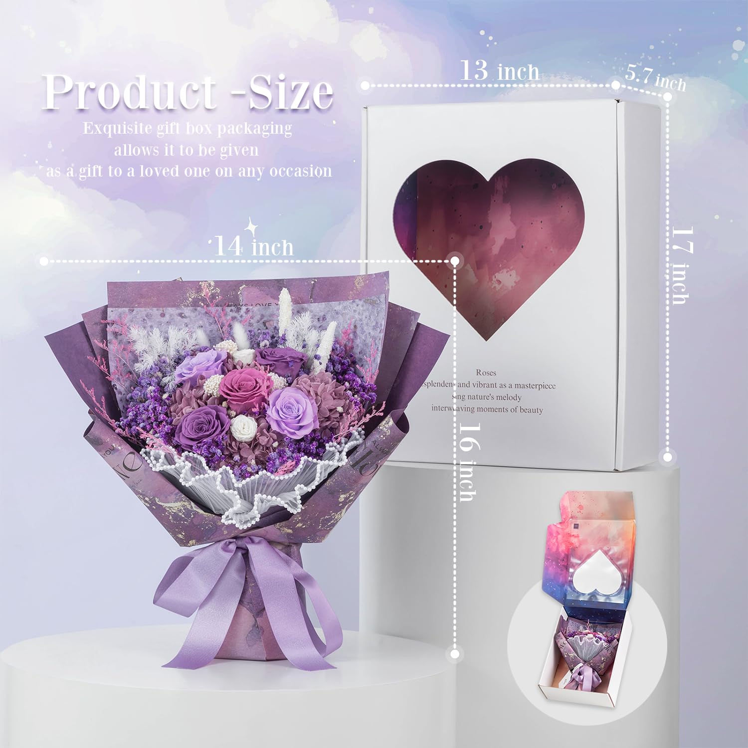 semart Kwiaty Prezenty dla niej, Kwiaty dla dostawy Prime-purple