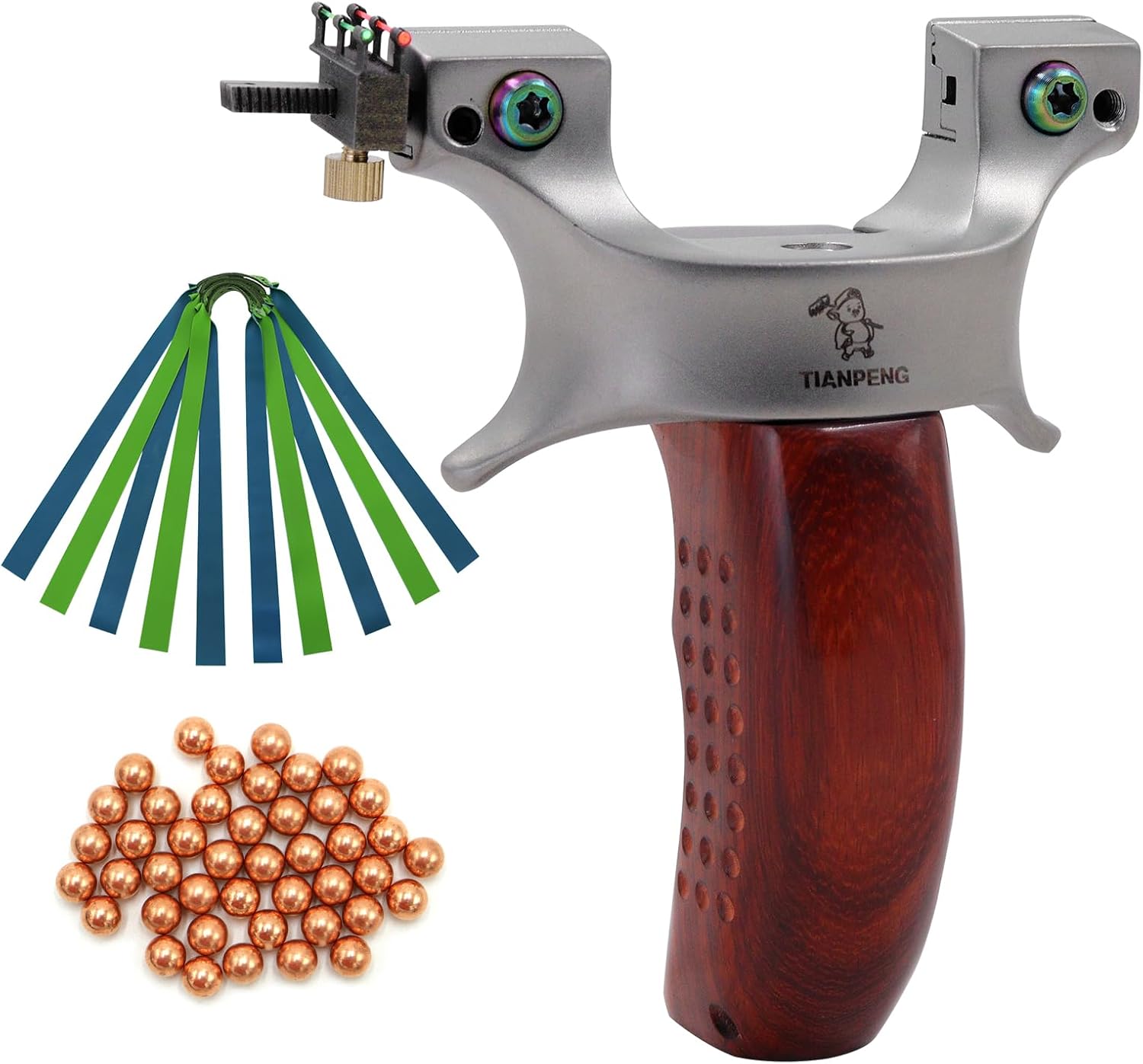 Obert Outdoor Slingshots for Hunting Stainless Steel Slingshot Wooden Handle with Removable Sights and 5 Rubber Bands High Velocity Powerful Catapult