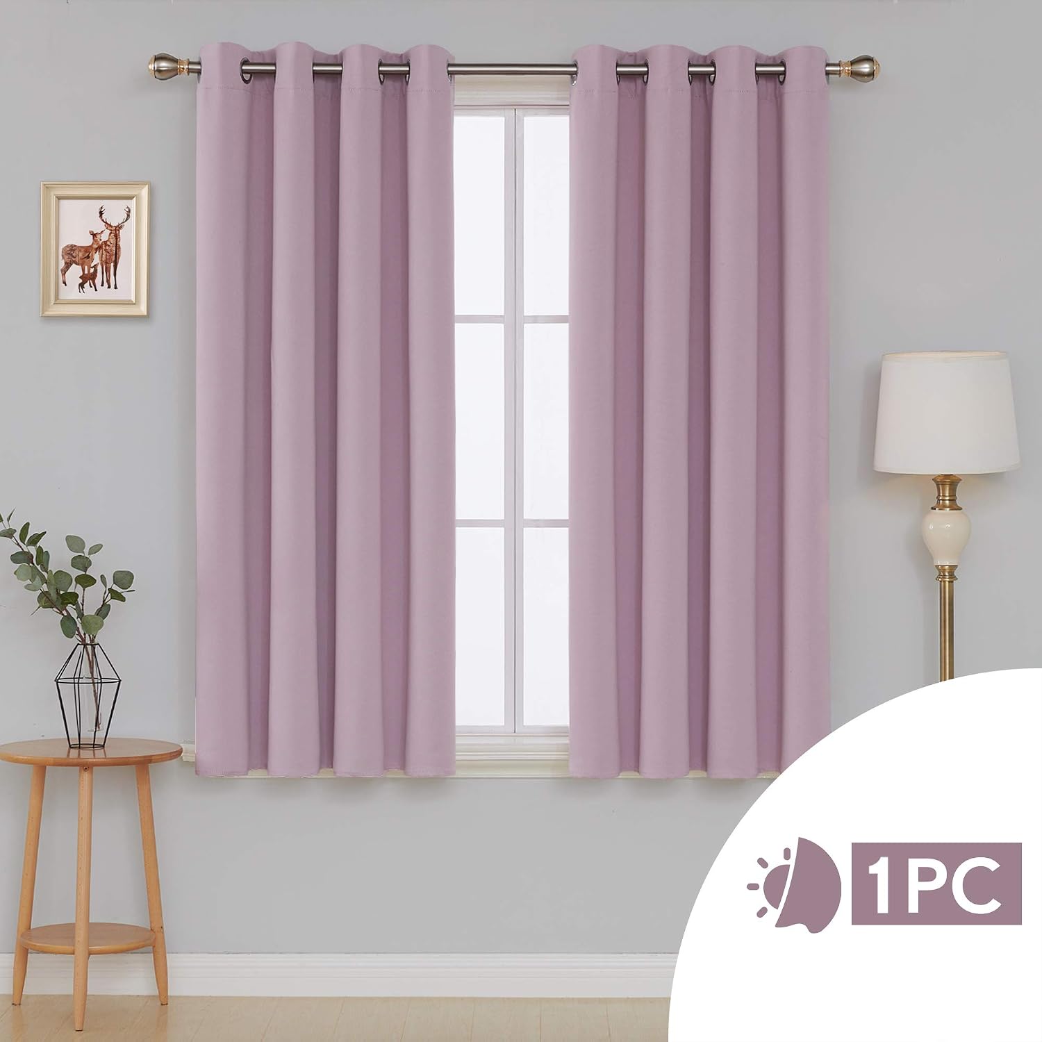 Deconovo Thermal Insulated Blackout Curtain Fabric Ring Top Eyelet Curtain for Bedroom Windows 52"x 54" Baby Pink 1 PANEL - Image 3