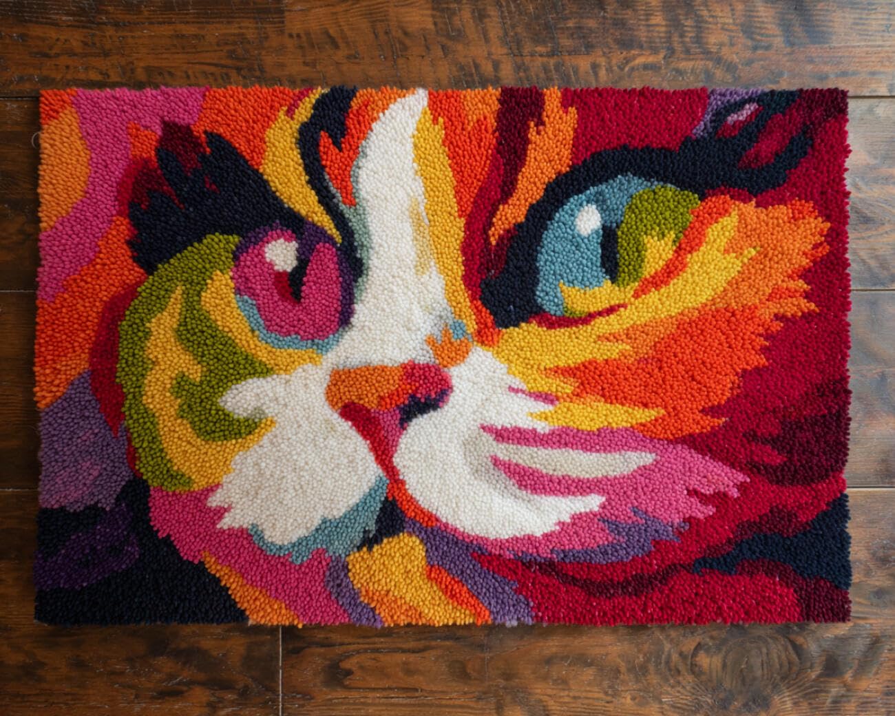 AMBATTERY Latch Hook Tapestry Kit Abstract Cat 80x160cm