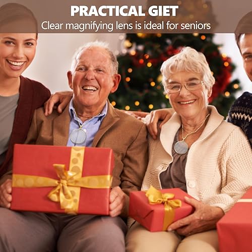 Miniatura 6 de Lupa colgante, lente monóculo de lupa portátil 5X con collar colgante para lectura, manualidades, costura, joyería, pasatiempos (dorado)