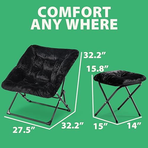 Miniatura 2 de OAKHAM Silla cómoda para adultos, suave sillón plegable de pelo sintético para dormitorio, sala de estar, dormitorios, silla de lectura flexible