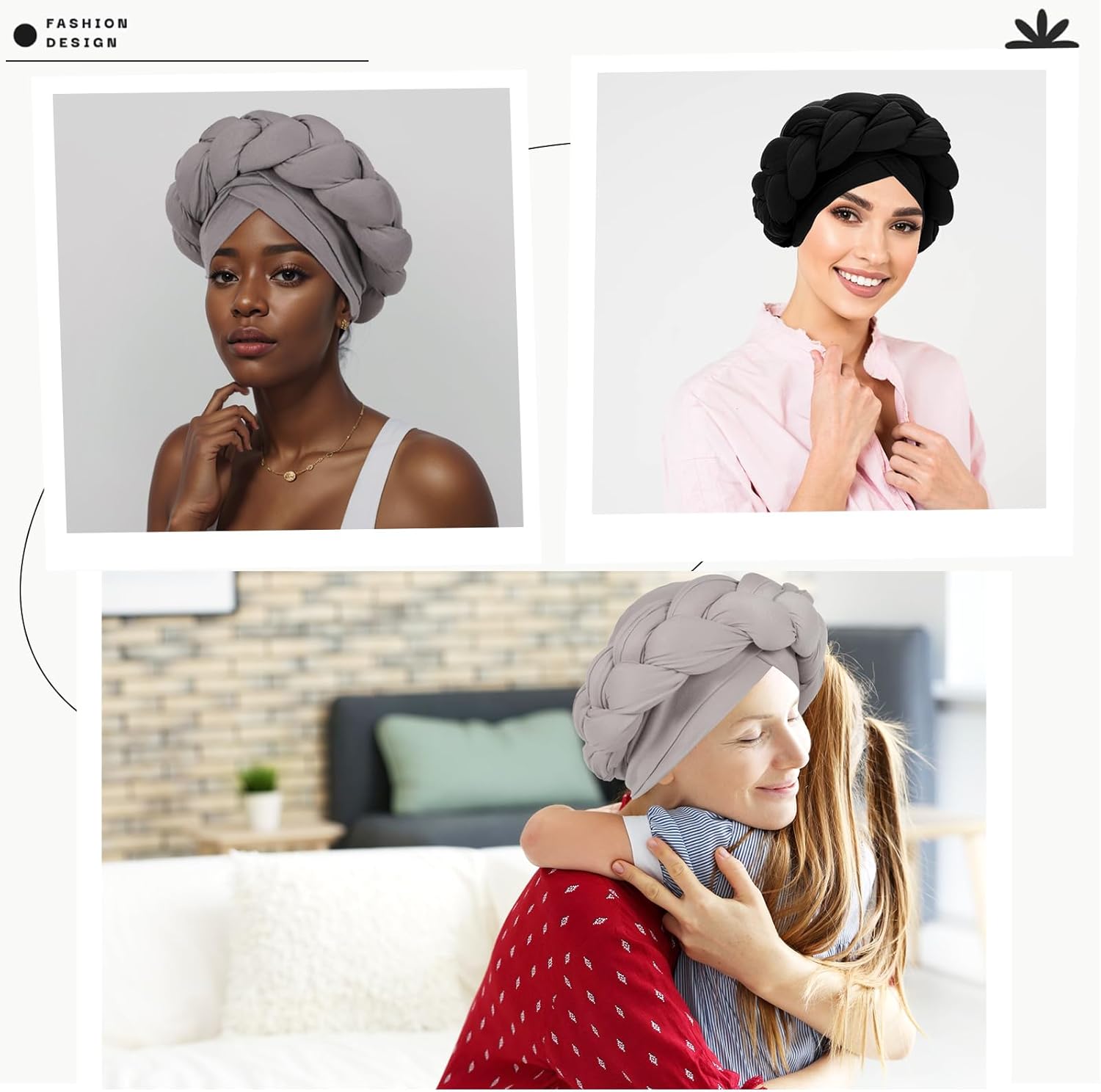 XEPST African Turban Head Wrap Big Braid Cross Turban Hat for Women, 2 Pieces Twisted Head Wraps Pre-Tied Stretchy Soft Chemo Headwear - Image 7