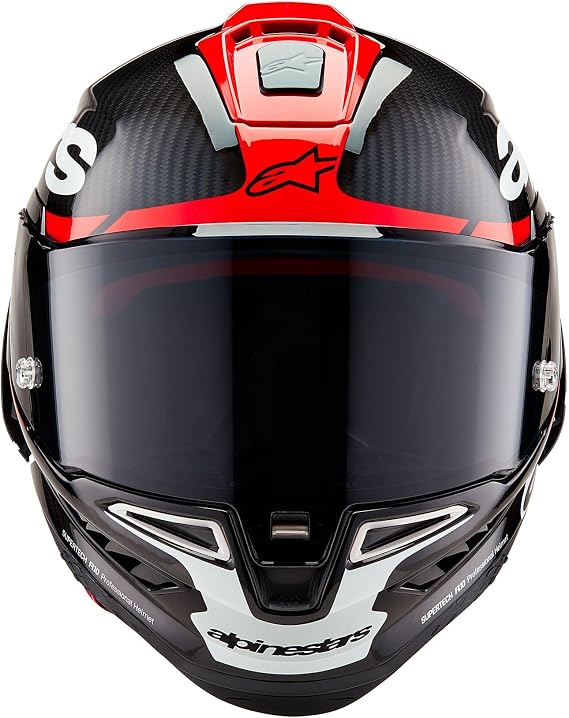 Alpinestars Supertech R10 Element Helmet ، ألياف الكربون ، التصميم الديناميكي الهوائي الكامل للوجه ، التهوية والسلامة ، DOT & ECE المعتمدين لشوارع وممرات السكك الحديدية