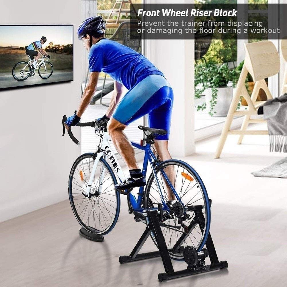 Rullo Allenatore Bicicletta Pieghevole per Cyclette da 26"-28" per Biciclette Mountain Bike, Allenatore di Biciclette con Freno Magnetico, Ciclismo a Casa, Carico Fino a 135 kg,Wireless,26 a 28" (Wi