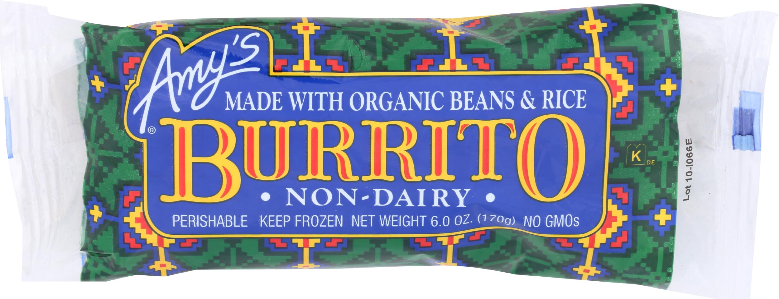 Amy's Organic Non-Dairy Bean And Rice Burrito, 6 OZ