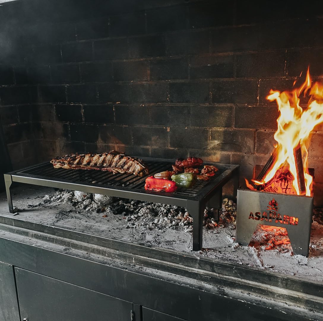 Griglia argentina di lusso con moduli in ferro rimovibile - Griglia in ferro argentina - BBQ Parrilla Asado (solo Grill + Braciere)