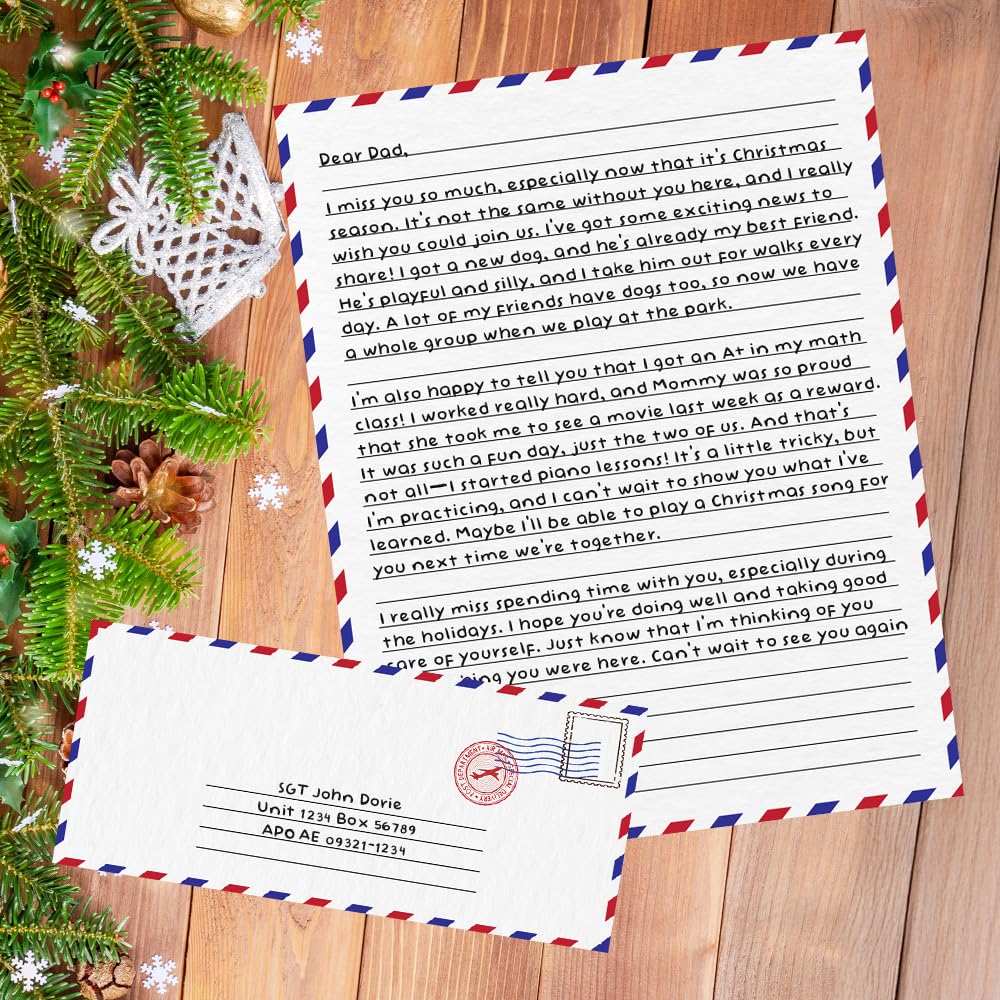 ArtCreativity 100 Pieces Vintage Stationery Paper and Envelopes Set - 50 Double Sided Airmail Sheets and 50 Envelopes - Pen Pal Stationery Letters and Envelopes with Air Mail Design - Image 3