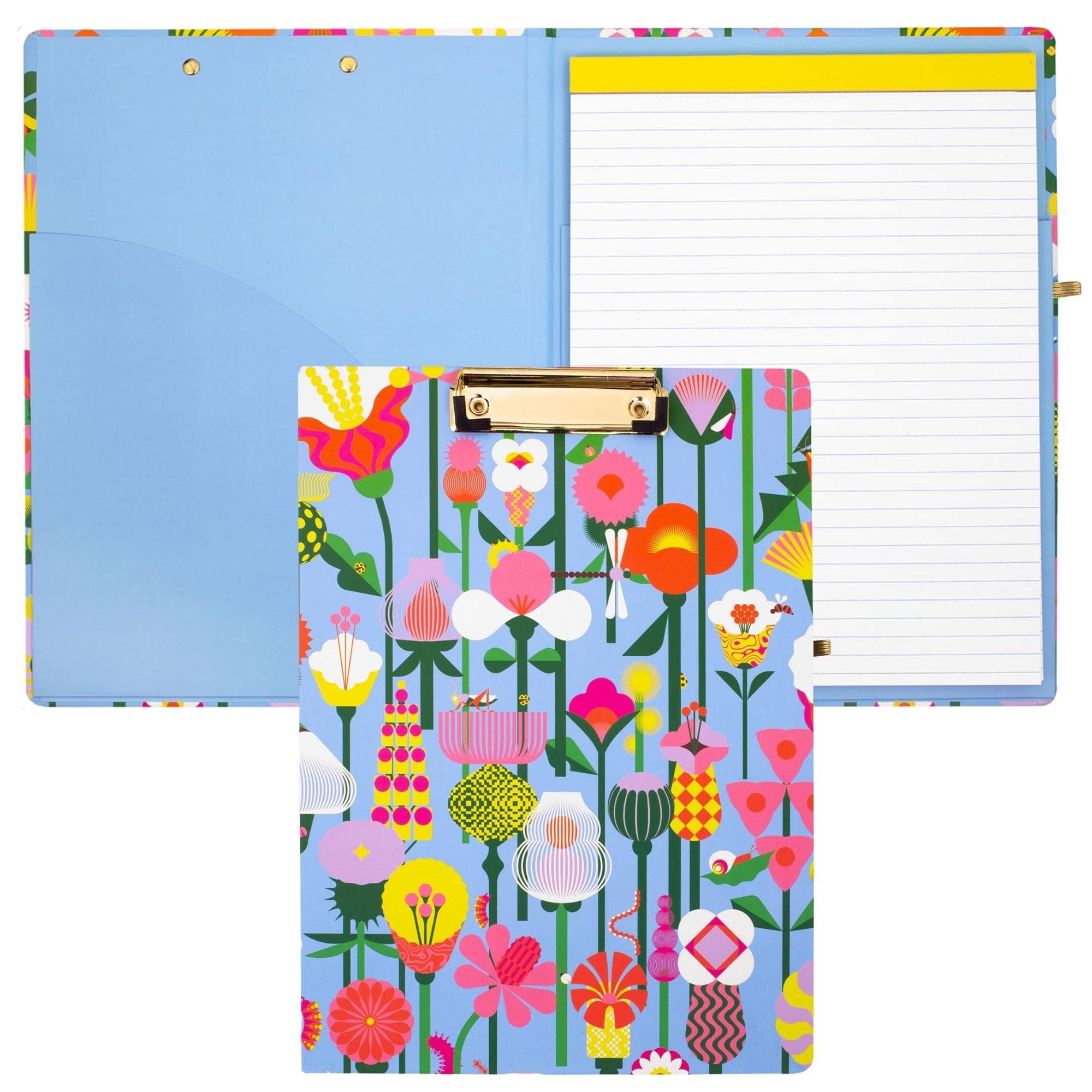 ban.do Blue Clipboard Folio with Lined Notepad, Padfolio with Metal ...