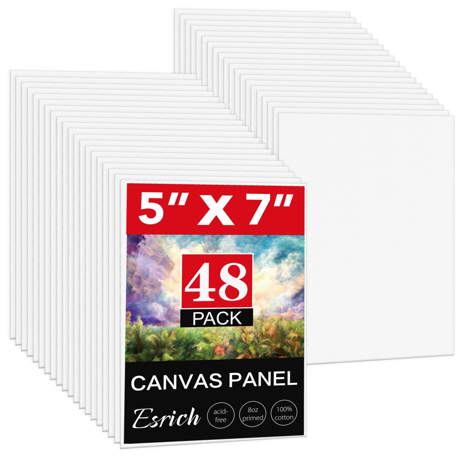 ESRICH 5x7IN Small Canvases for Painting,48 Pack Mini Canvas Boards ...
