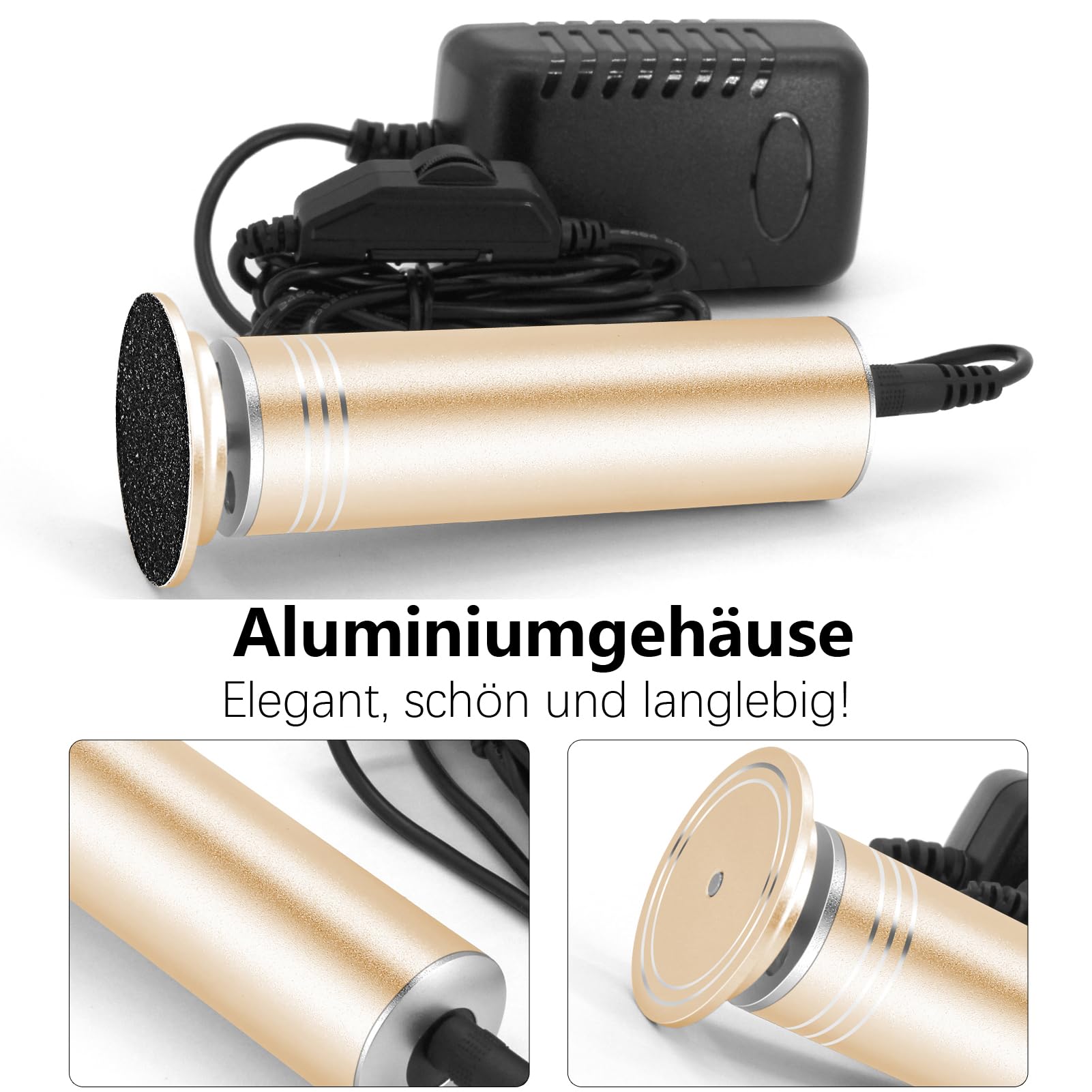 Removedor de callos eléctrico 1200 rpm, removedor de callos eléctrico profesional, lima eléctrica para pies y pedicura, velocidad ajustable (02Gold)