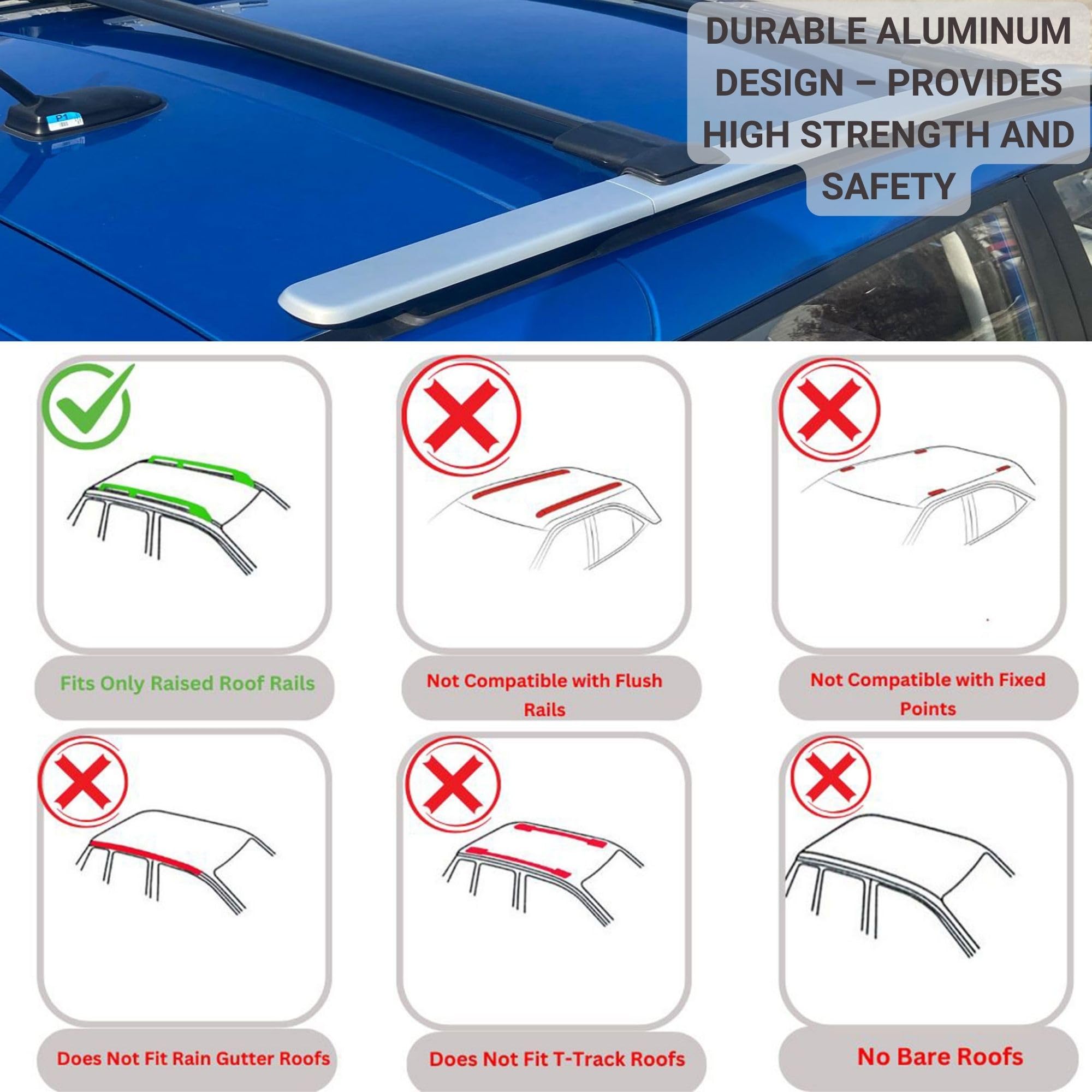 Axenture Car Roof Rack Cross Bars For Volkswagen Transporter (T5) 2003