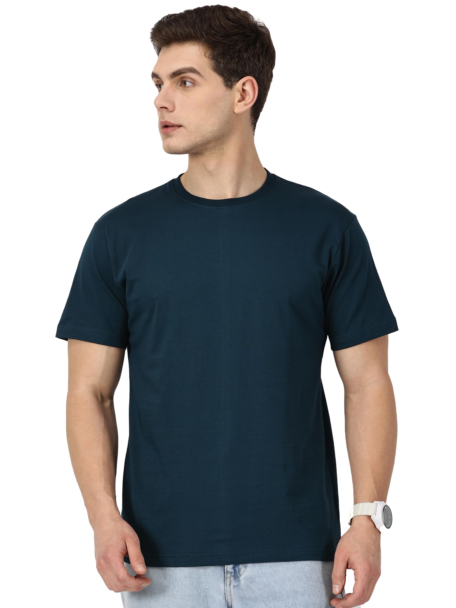 Plain Half Sleeve Round Neck Men's T-Shirt