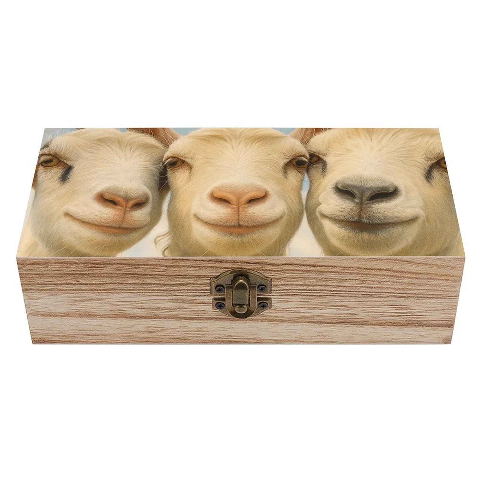 SMAZDFXX Fun Sheep Wooden Storage Box Multipurpose Decorative Box for Jewelry Photo Home Decor