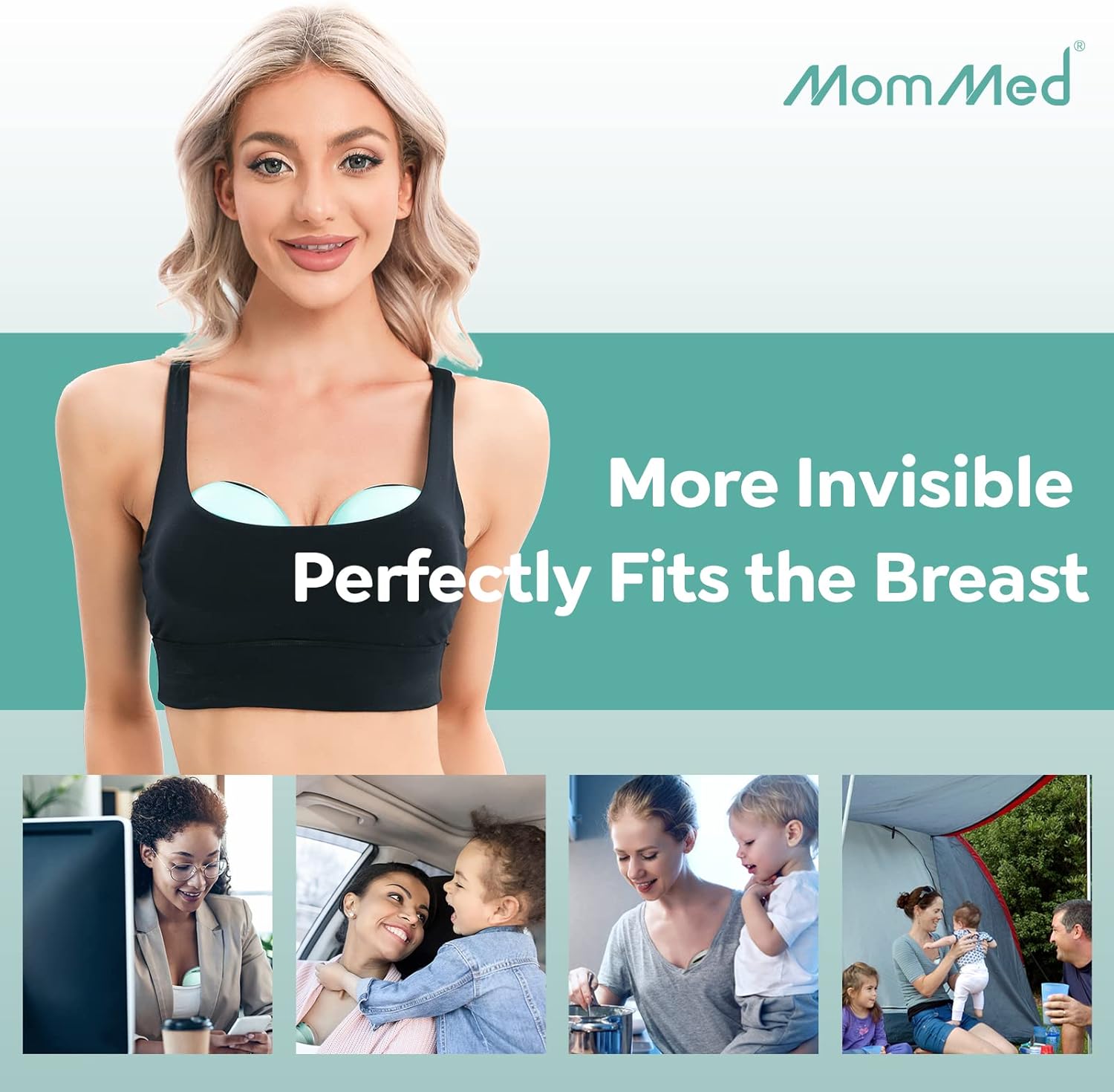 MomMed Double Wearable Breast Pump, Hands-Free Electric Breast Pump with 3 Mode 12 Levels, Leak-Proof Design & Low Noise, 27mm All-in-One Painless Breastfeeding Breast Pump, Extra 24mm Flange Inserts : Baby