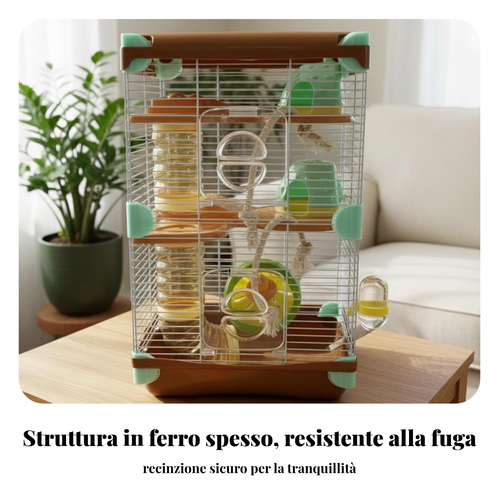 Gabbia Hamster Habitat Completo Domestico con Ruota Tubi Contenitore Base Profonda Plastica Ferro Ventilato Adatta per Piccoli Roditori Animali da, Rosa, 2-Strati 617H