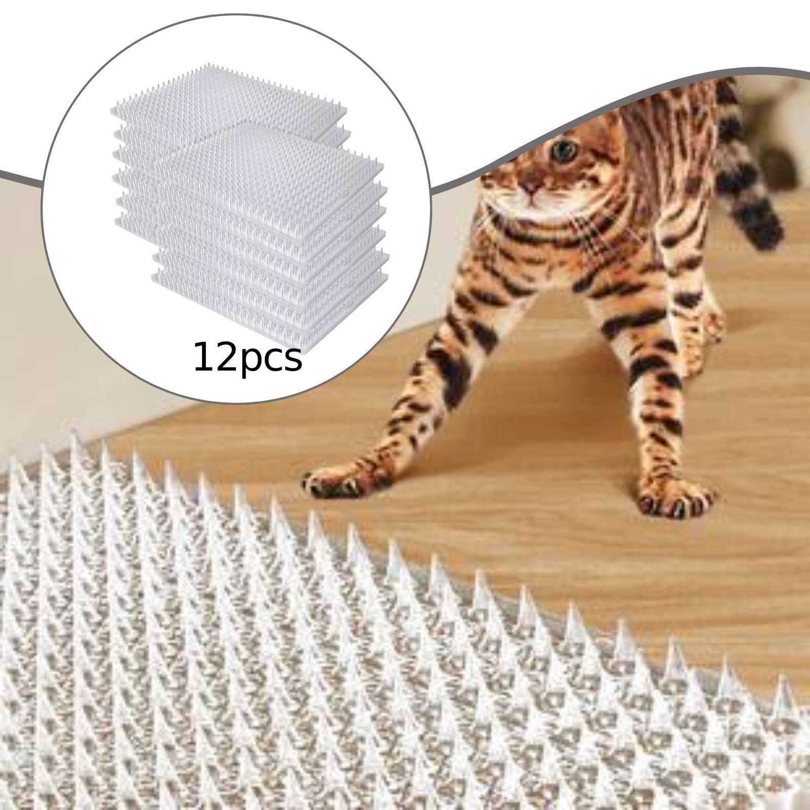Set di 12 Tappetini Antigatto, Tappetini Barriera per Animali Domestici, Funzione Repellente per Animali, Materiale PP, Adatti per Casa, Giardino, Set da 12 Pezzi Trasparenti