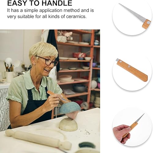 Miniatura 6 de EXCEART Cuchillo de parche de grabado, herramientas de cerámica, herramientas japonesas, cuchillo de pintura de arcilla de cerámica, cortador de