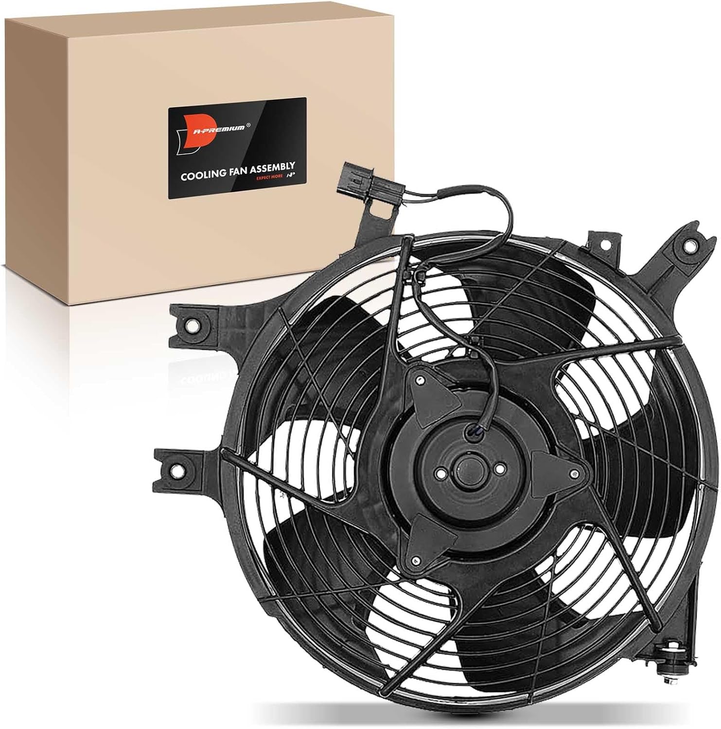 A-Premium A/C Condenser Fan Assembly Compatible with Select Mitsubishi Models - Montero Sport 1998-2004, 2.4L 3.0L 3.5L - Replace# MR315449, MR315450