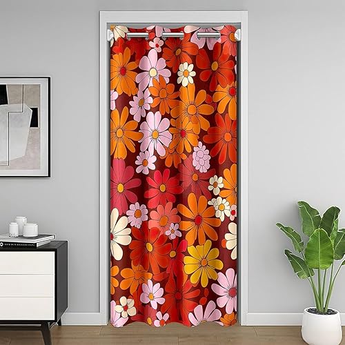 Cortina de puerta Groovy de los años 60S y 70S para privacidad de puerta, 42 x 80 pulgadas, retro, hippie, flores, divisor, cortina para habitación, disponible en Yaxa Colombia