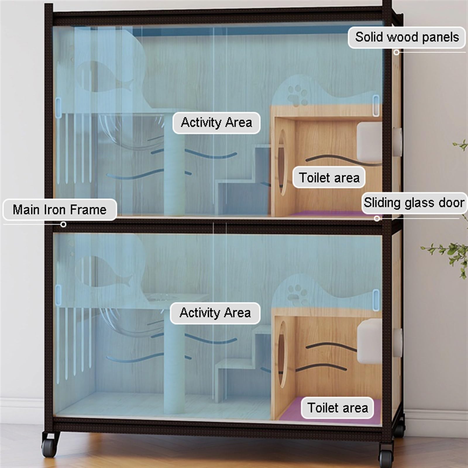 Casa del Gatto Gabinetto for Allevamento Gabbia for Allevamento Gabbia for Gatti in Legno Vetrina di Grandi Dimensioni Vetrina for Gatti Chiusa Villa for Gatti Gabbia per Gatti