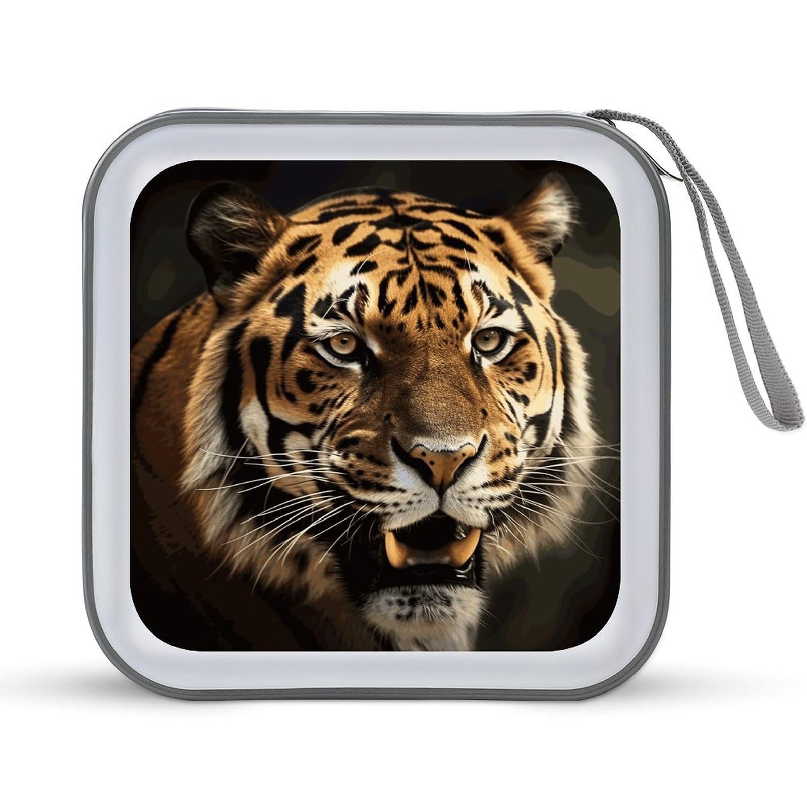 VstaDank Tiger CD Case with Hand Strap Lightweight DVD Wallet Holder 40 Capacity CD/DVD Case Wallet Protective CD Wallet CD/DVD Portable Storage Binder for Car Home Office