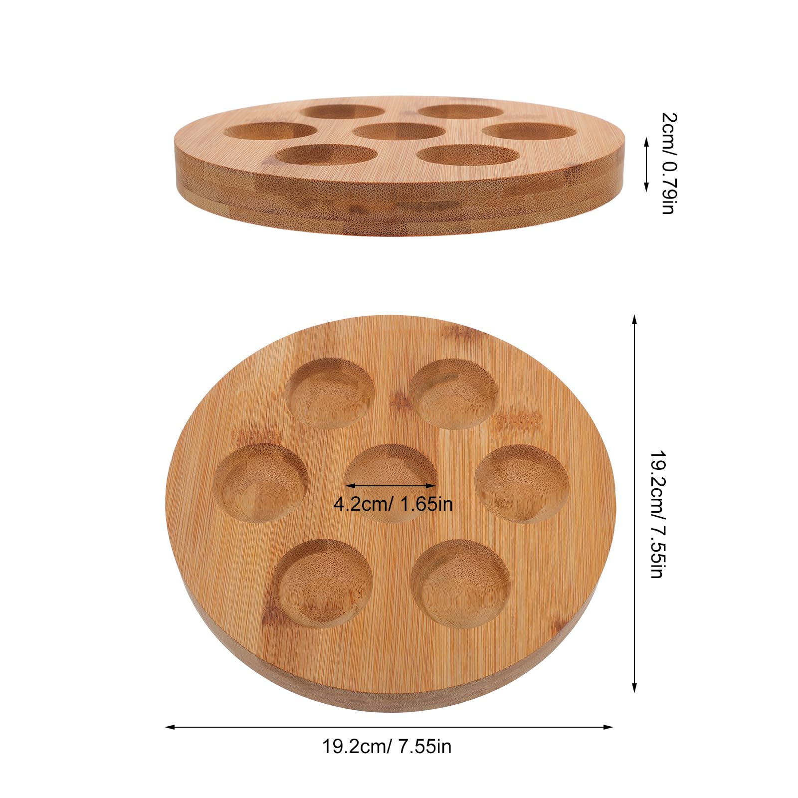 Bandeja de Huevos de Madera de Acacia 7 Agujeros para Refrigerador y Encimera Base Antideslizante, Porta Huevos para Cocina Organizada, Soporte Rústico para Exhibición