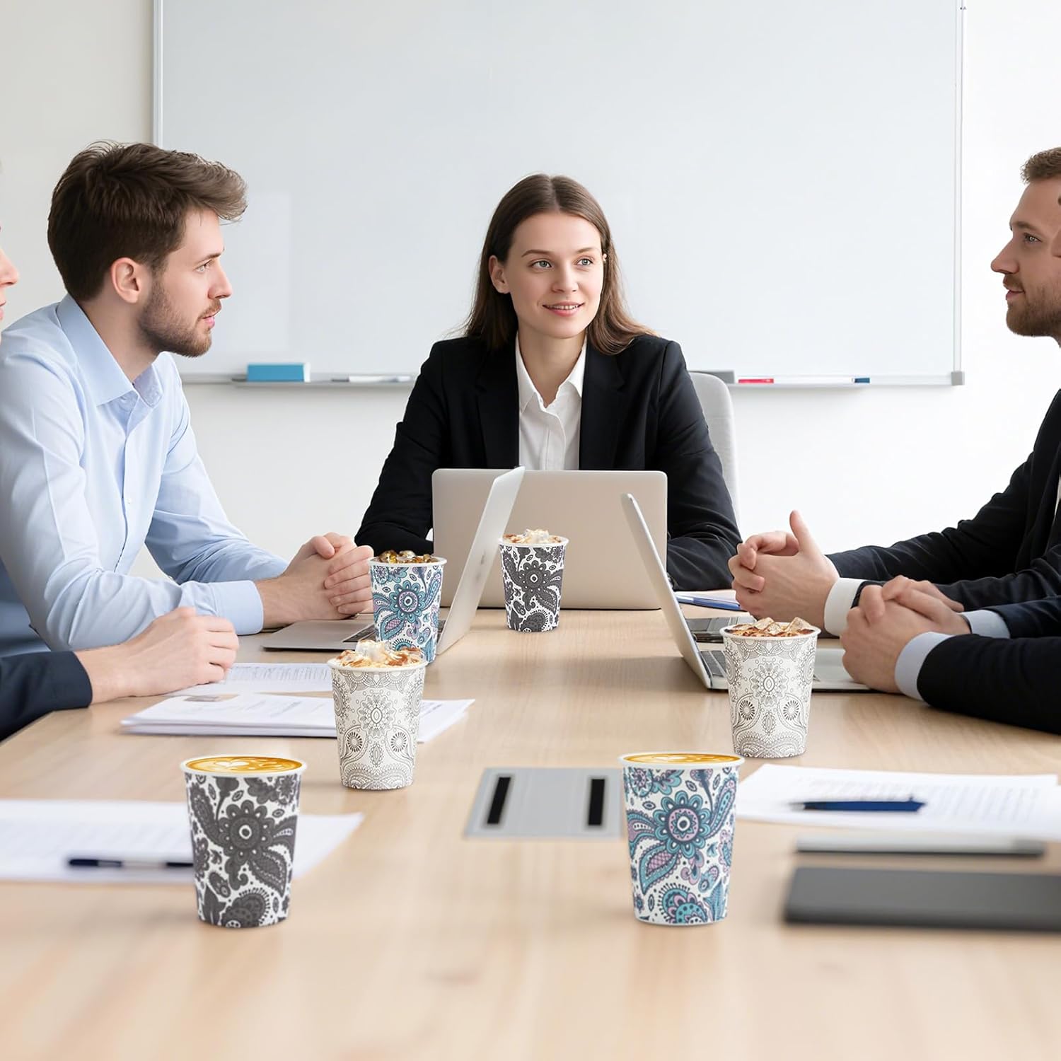 [300 Pack 8 OZ Paper Cups, Disposable Coffee Cups 8 oz Hot/Cold Colourful Beverage Drinking Cups for Office Party Home Picnic (Paisley) - Image 6