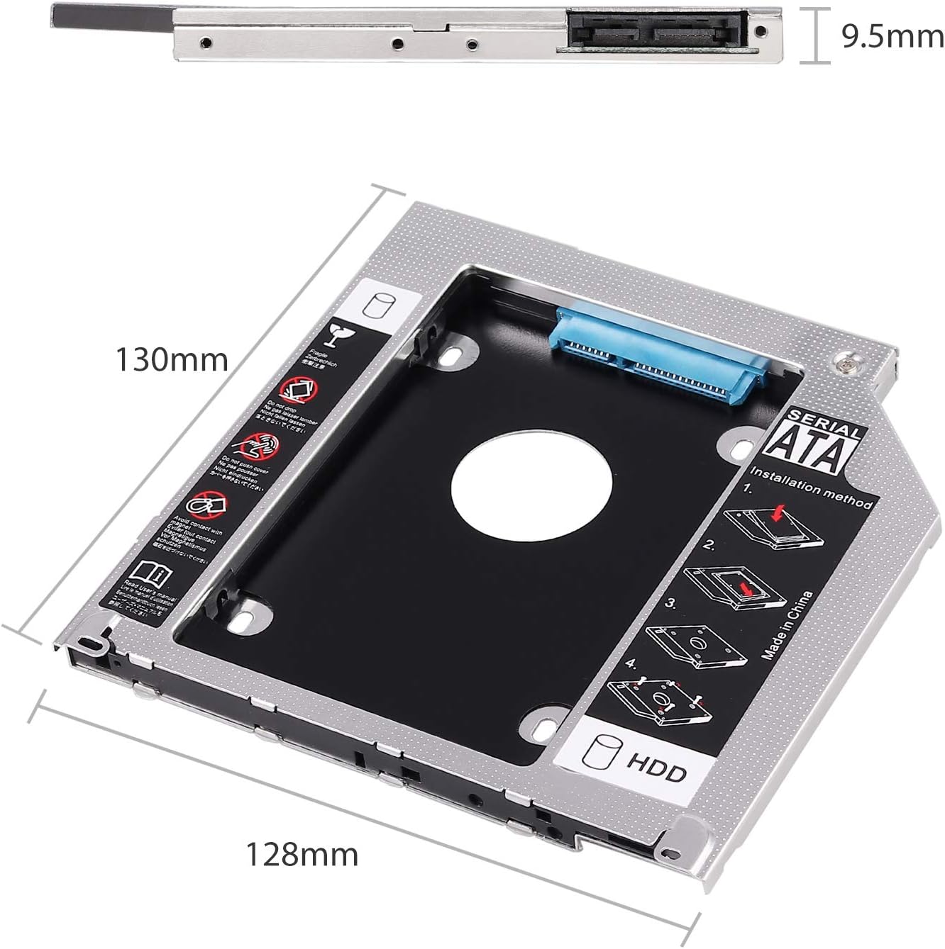 eSynic Hard Drive Caddy Tray 2.5" 2nd HDD SDD Kit 9.5mm SATA HDD SSD Adapter Optical Bay Drive Slot for Pro Unibody 13 15 17 SuperDrive DVD Drive Replacement Only