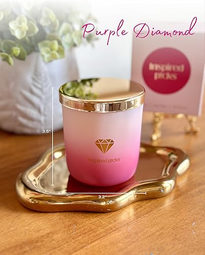 Miniatura 3 de Romántico juego de regalo de 2 velas  Diamante de oro morado, frambuesa, almizcle blanco y corazón de oro rojo, paquete de sándalo de higo