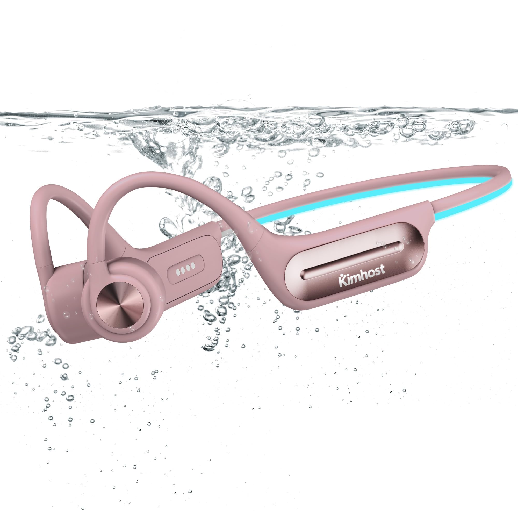 Cuffia Conduzione Ossea per Nuoto, Auricolare Open Ear Bluetooth 5.3 IP68 Impermeabile, Memoria MP3 32G, per Sport, Nuoto, Ciclismo, Corsa (Rosa)