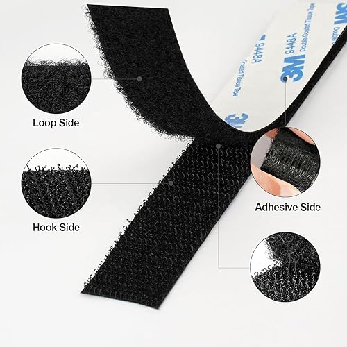 Miniatura 2 de Cinta autoadhesiva de velcro de 1 pulgada x 10 pies de largo, sujetadores de tela de nailon entrelazados, cinta adhesiva resistente reutilizable