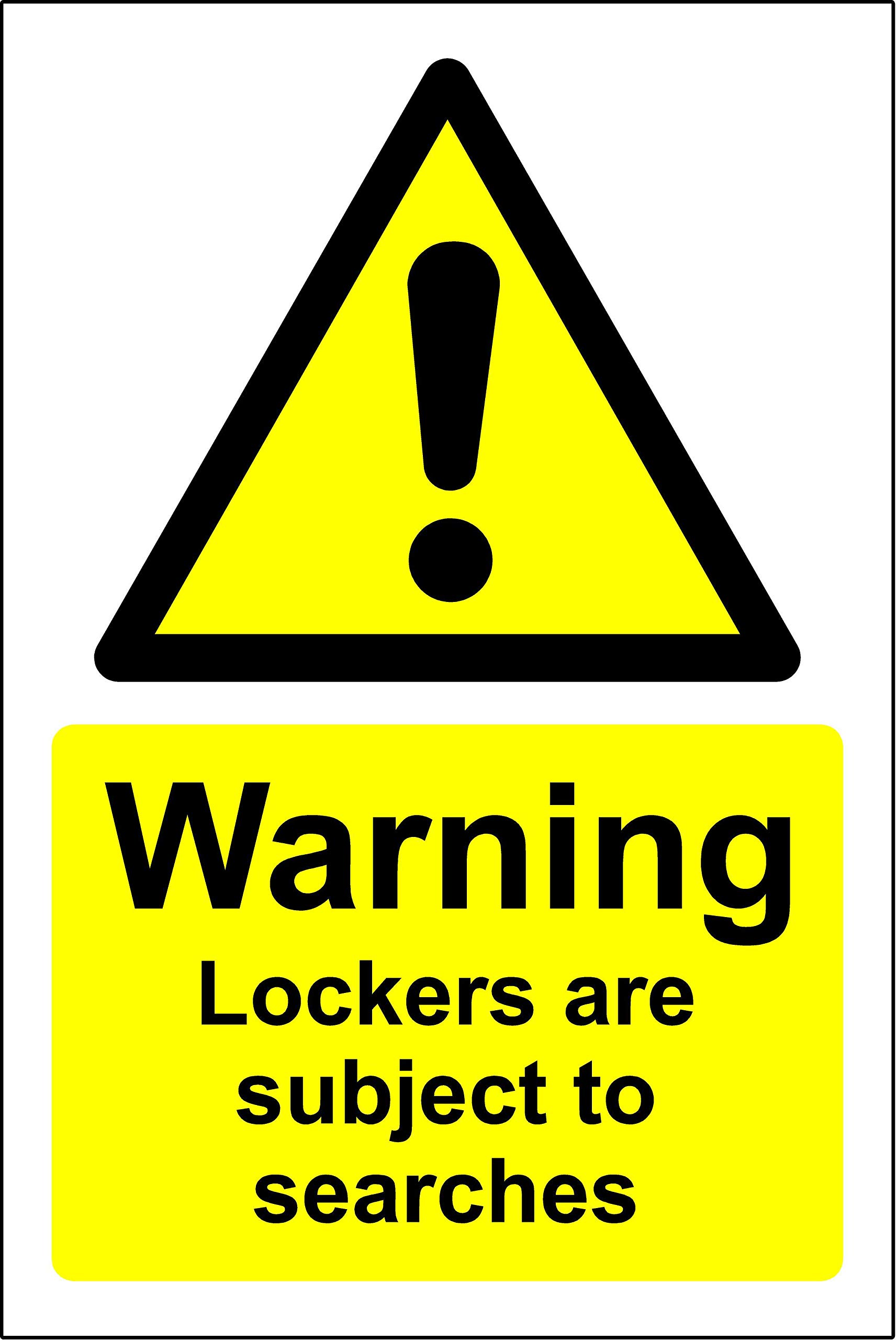 Kpcm Display Ltd Warning These Lockers Are Subject To Searches Safety Sign - 1.2Mm Rigid Plastic 150Mm X 200Mm