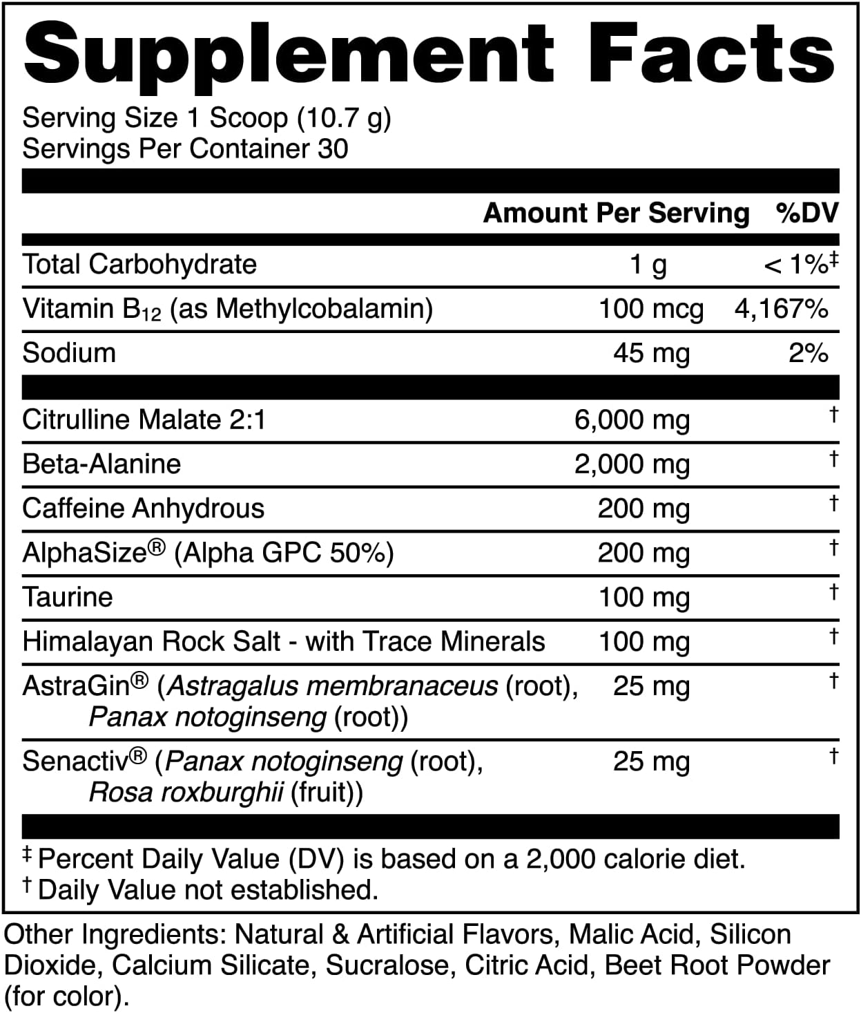 Bucked Up Pre Workout 6 Grams Citrulline, 2 Grams Beta Alanine, and 3 Other Registered trademarked Ingredients (South Beach)