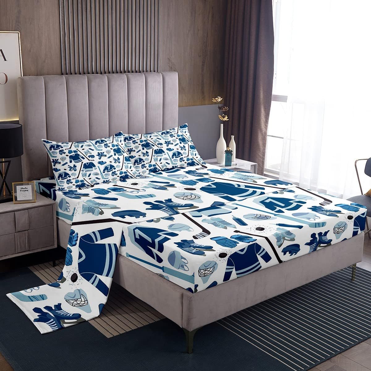 Feelyou Ice Hockey Bed Set Hockey Bedding Sheets for Kids