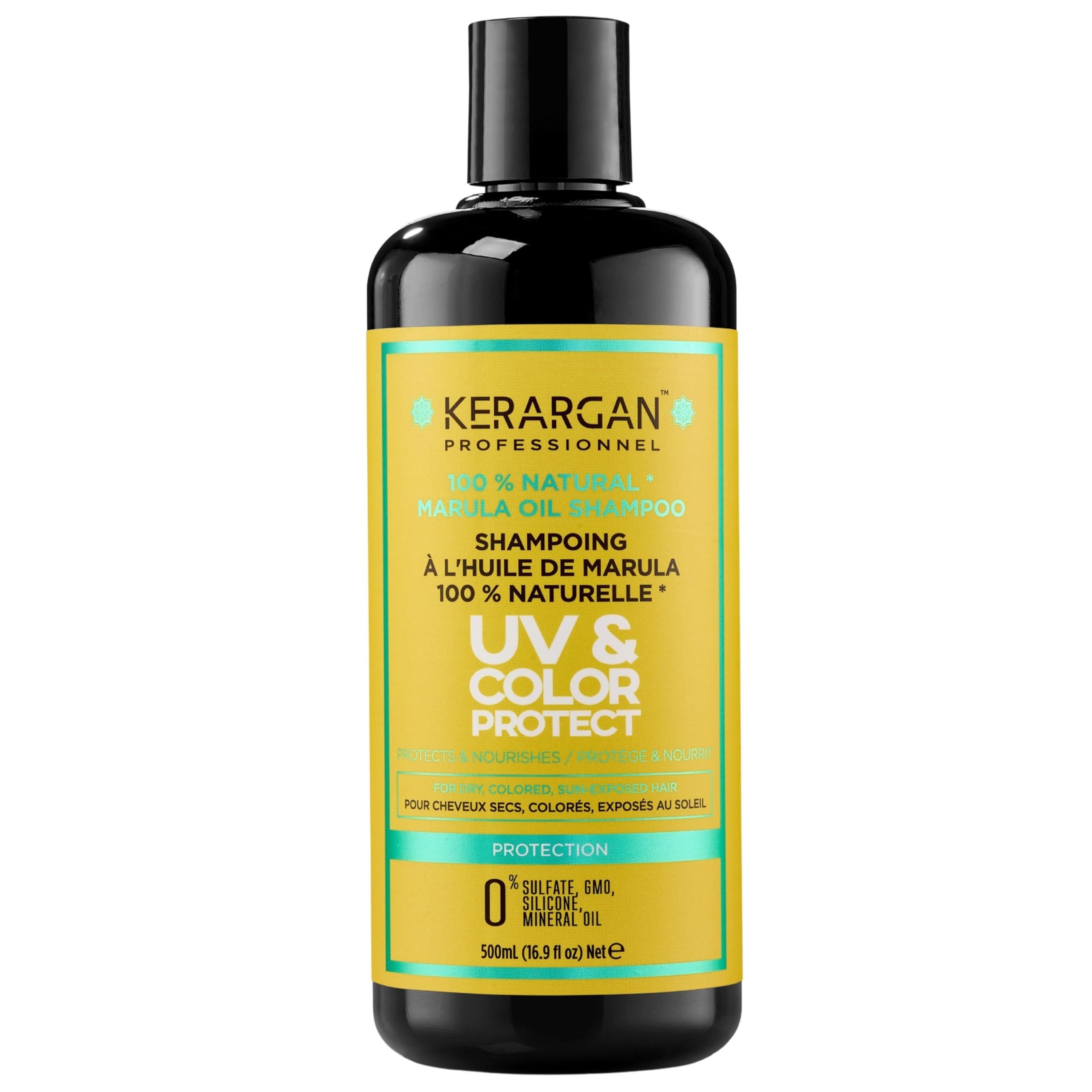 Kerargan - UV & Color Protective Shampoo with Marula Oil for Dry and Colored Hair - Cleanses, Protects, Nourishes - Sulfate-Free, GMO-Free, Silicone-Free, Mineral Oil-Free - 16.9 Fl oz