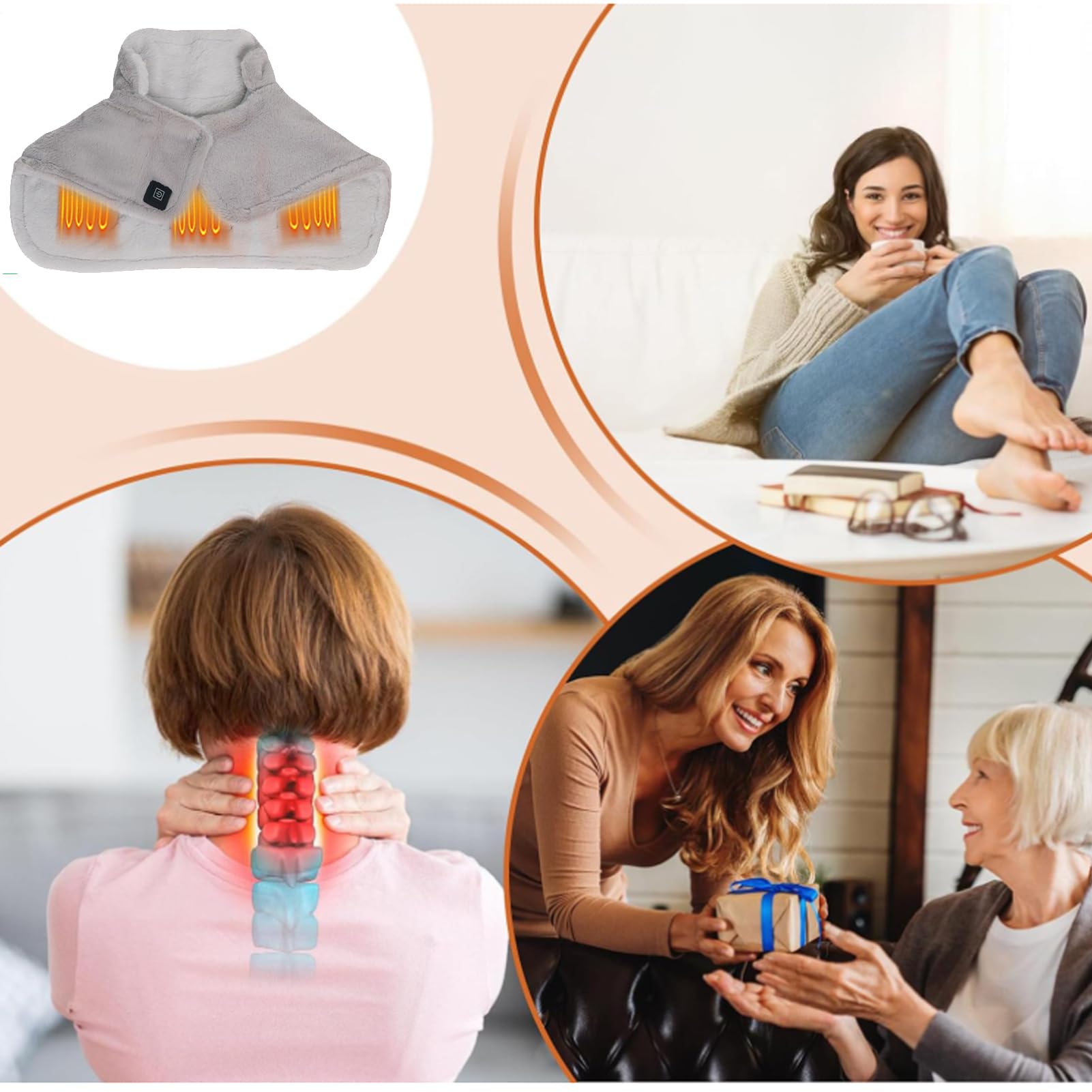 Manta Electrica Cuello Y Cervicales Con Dolor Y Molestias Con 10h Apagado Automático 3 Niveles De Temperatura De Franela Lavable a Máquina Para Cuello Calentador Regalo Navidad