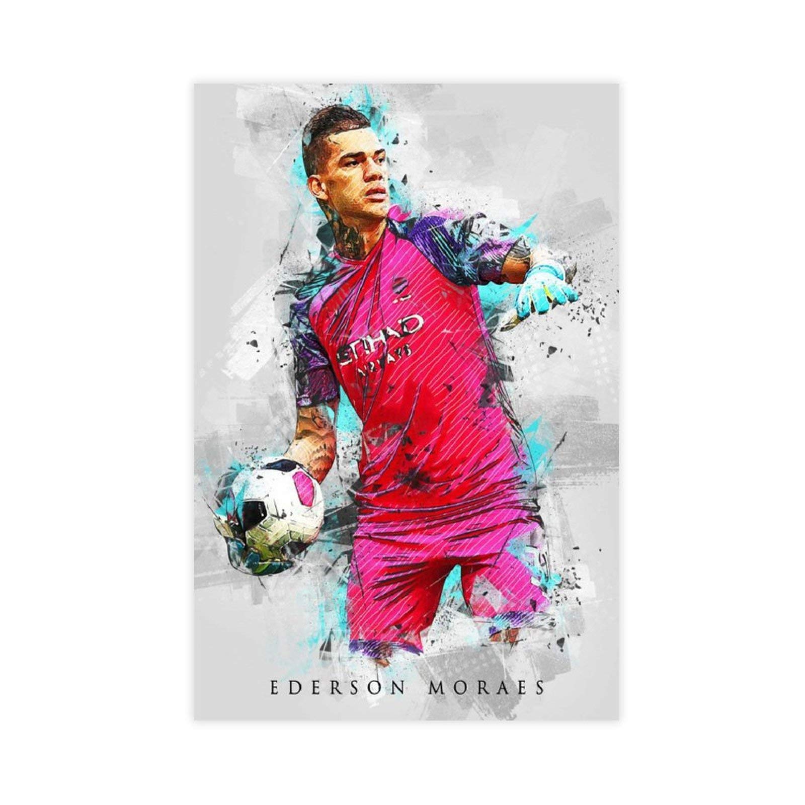 YINGXI Ederson Moraes Poster Soccer Football Art Canvas Wall Art Decor Print Picture Paintings for Living Room Bedroom Decoration Unframe:24×36inch(60×90cm)