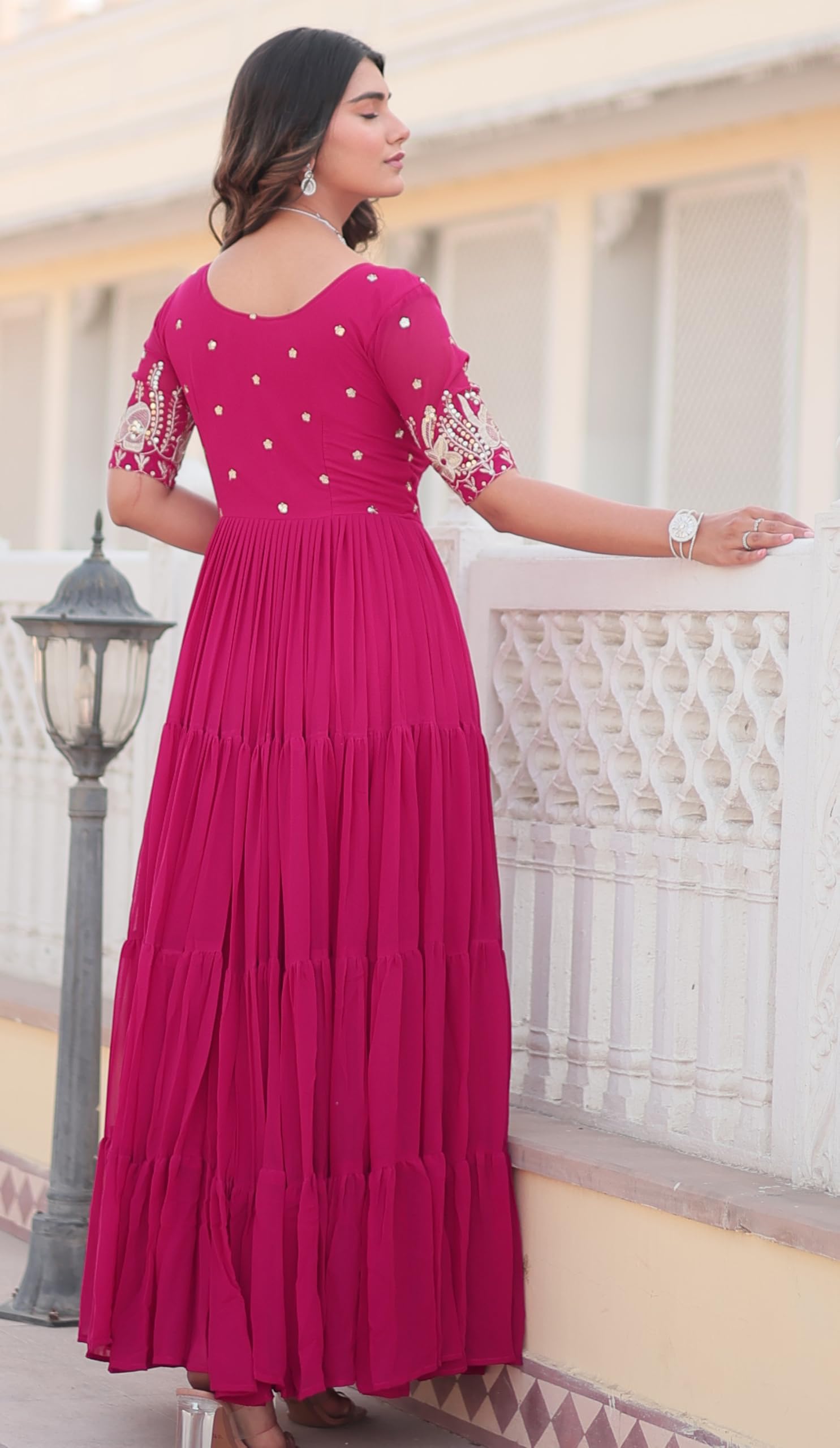 Fashion Basket Anarkali Gown For Women Pink