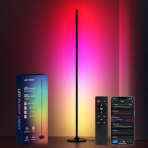 LED Floor Lamp, Corner Lamp Compatible with Alexa, Smart Modern Floor Lamp with Music Sync 16 Million Colors & 68+ Scene RGBICW Floor Lamp for Bedroom Living Room and Gaming Rooms