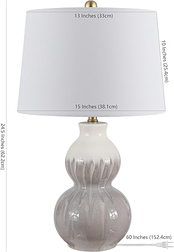 Miniatura 3 de SAFAVIEH Lighting Collection Kenzo - Lámpara de mesa moderna color marfil y gris de 25 pulgadas para dormitorio, sala de estar, oficina, escritorio,
